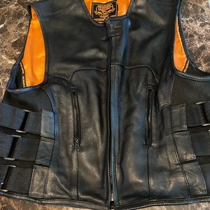 Milwaukee Leather motorcycle vest black leather 2XL
